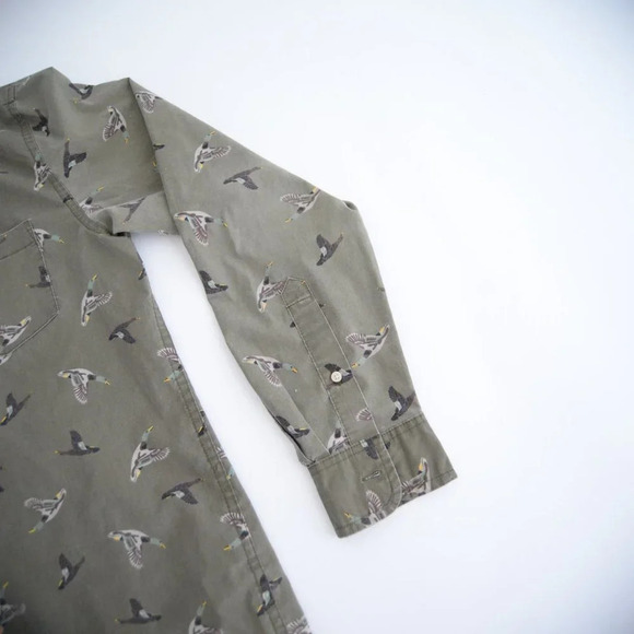 Vintage St.  John's Bay Green Duck Button Up Comfort Stretch Shirt S - Picture 5 of 11